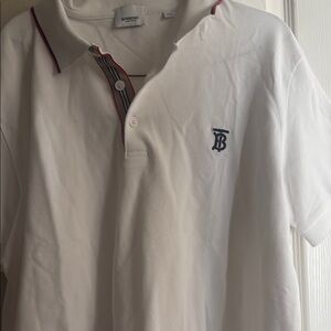 Burberry White Polo Shirt with Embroidered Logo